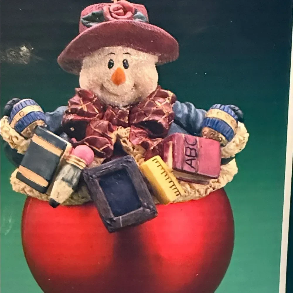 Snowman Ornament - Red and Brown